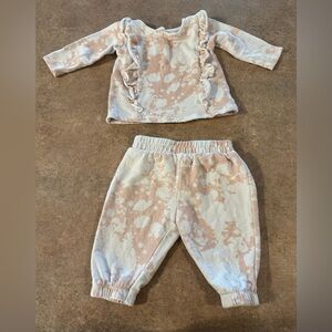 Kids Cream and Pink Ruffle Matching Set